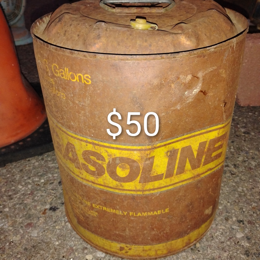 Vintage Metal Gasoline Can - Brown